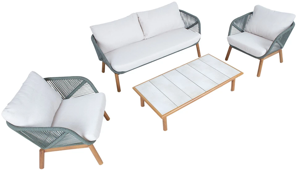 Lauko baldų komplektas Home4You Sodo baldų komplektas TUXEDO stalas, sofa ir 2 kėdės