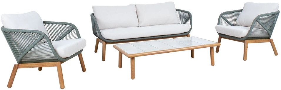 Lauko baldų komplektas Home4You Sodo baldų komplektas TUXEDO stalas, sofa ir 2 kėdės