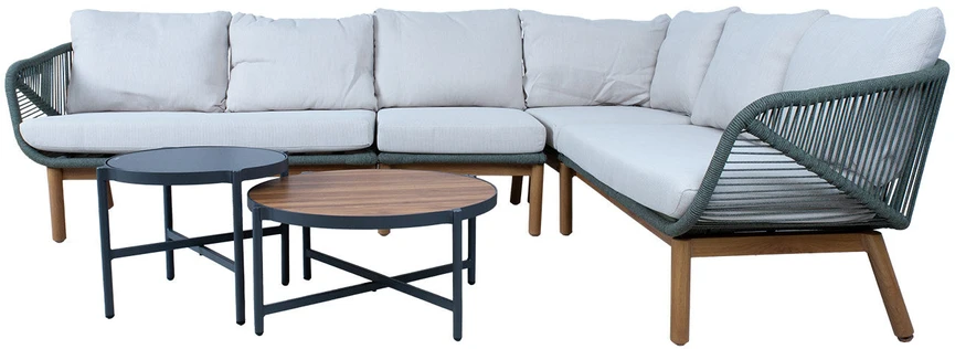 Lauko baldų komplektas Home4You Sodo baldų komplektas TUXEDO kampinė sofa ir 2 stalai