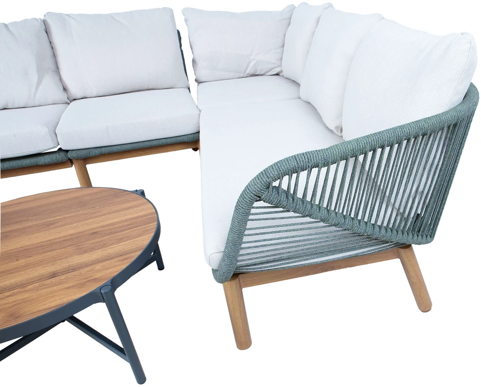 Lauko baldų komplektas Home4You Sodo baldų komplektas TUXEDO kampinė sofa ir 2 stalai