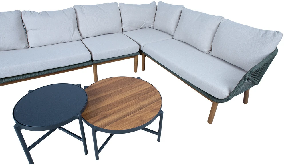 Lauko baldų komplektas Home4You Sodo baldų komplektas TUXEDO kampinė sofa ir 2 stalai