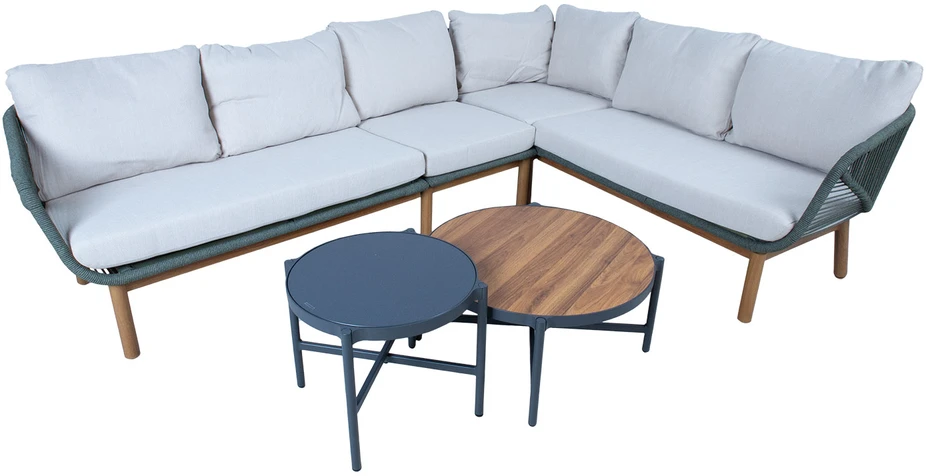 Lauko baldų komplektas Home4You Sodo baldų komplektas TUXEDO kampinė sofa ir 2 stalai