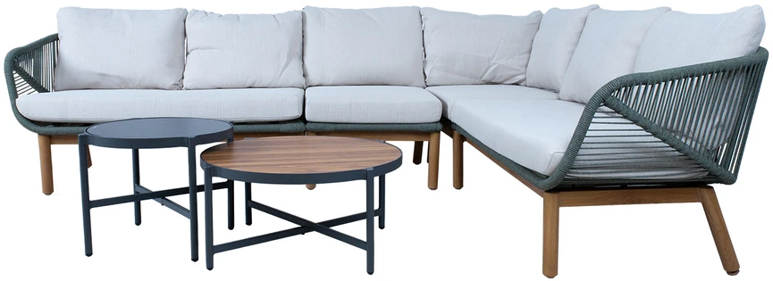 Lauko baldų komplektas Home4You Sodo baldų komplektas TUXEDO kampinė sofa ir 2 stalai