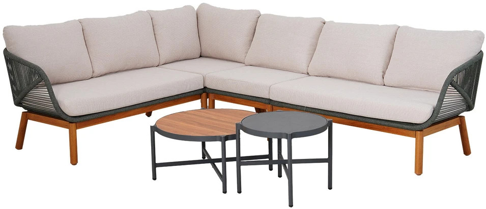 Lauko baldų komplektas Home4You Sodo baldų komplektas TUXEDO kampinė sofa ir 2 stalai