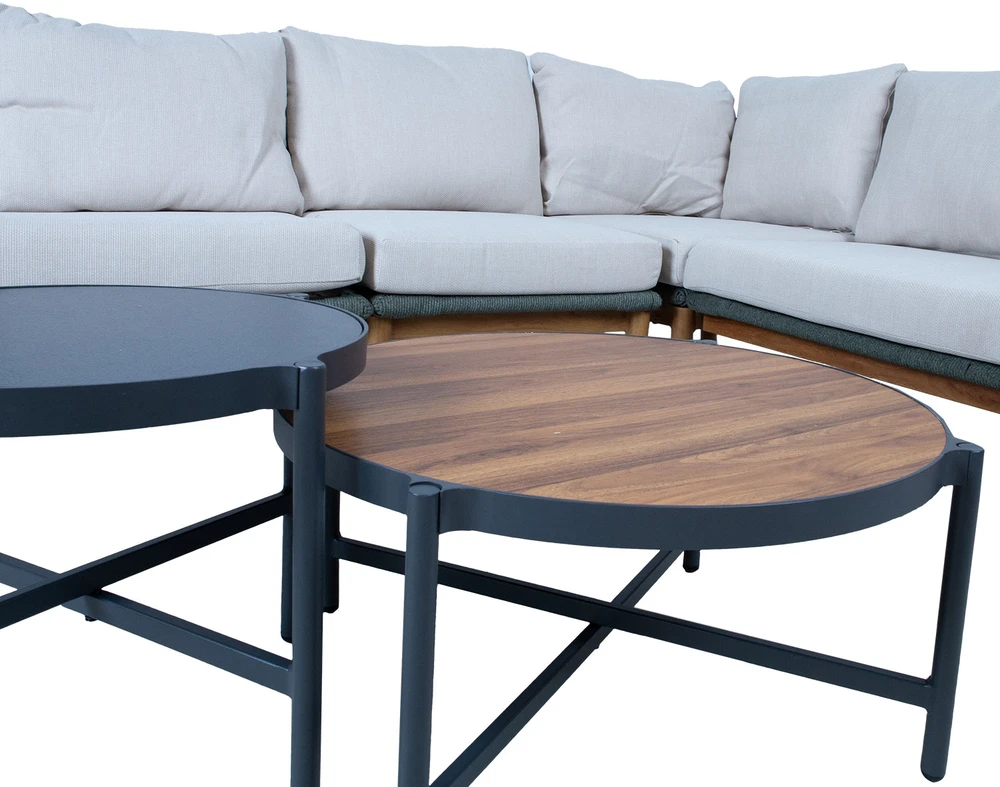 Lauko baldų komplektas Home4You Sodo baldų komplektas TUXEDO kampinė sofa ir 2 stalai