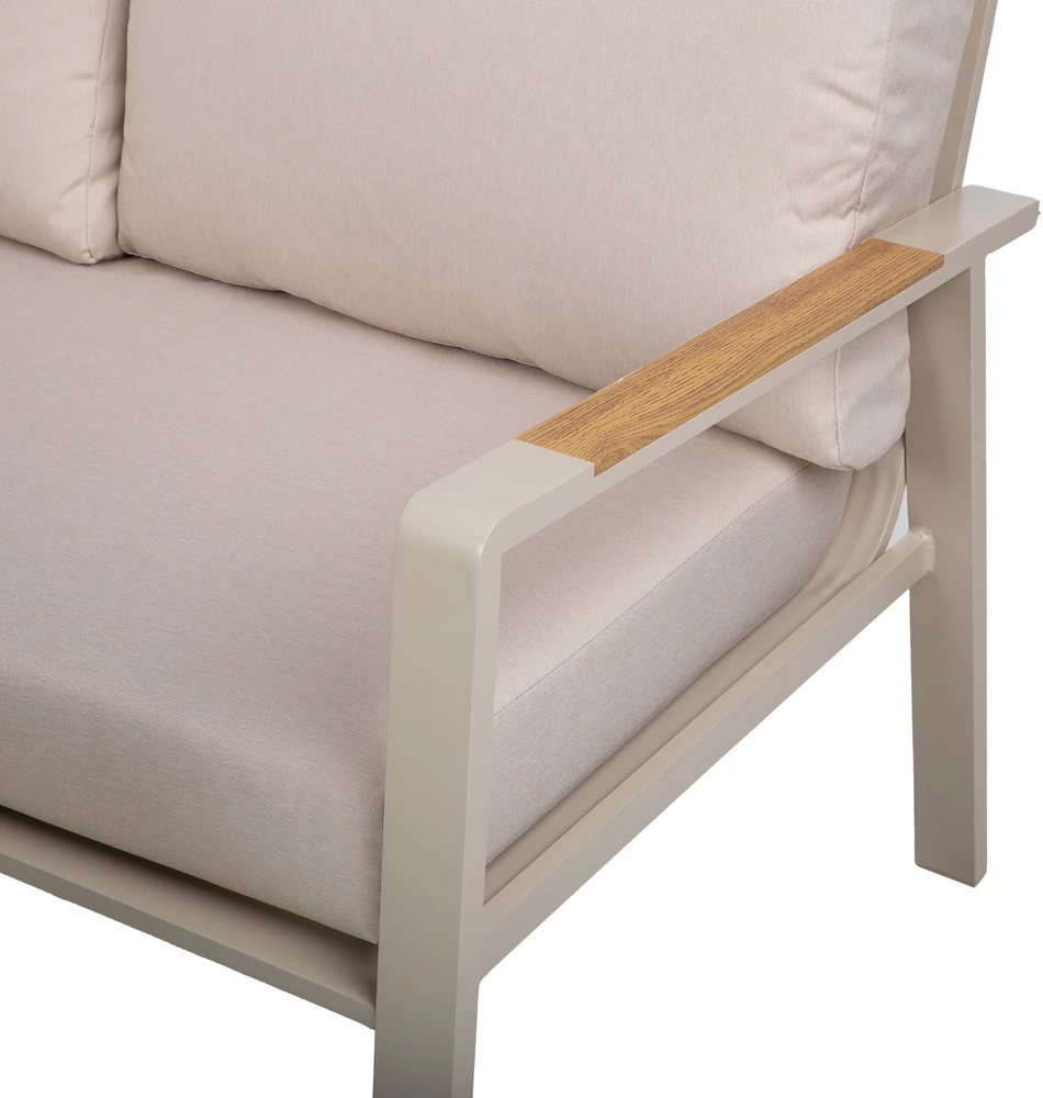 Home4You Lauko baldų komplektas UPLAND Stalas ir kampinė sofa Smėlio