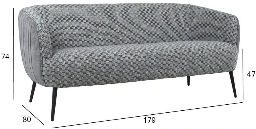 Home4You Sofa ACCENT 3-vietė, pilka