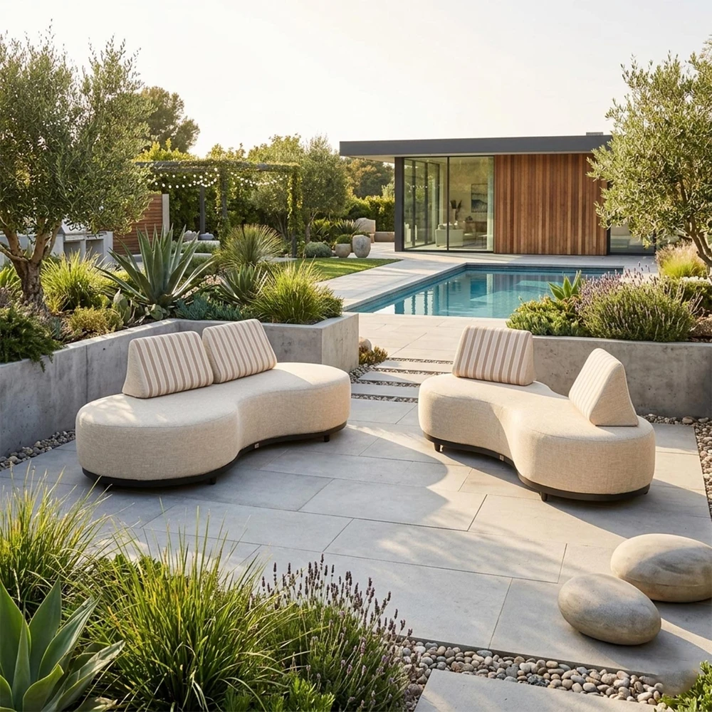 Lauko baldų komplektas Home4You Sofa AMANO, dviejų vietų, smėlio spalvos