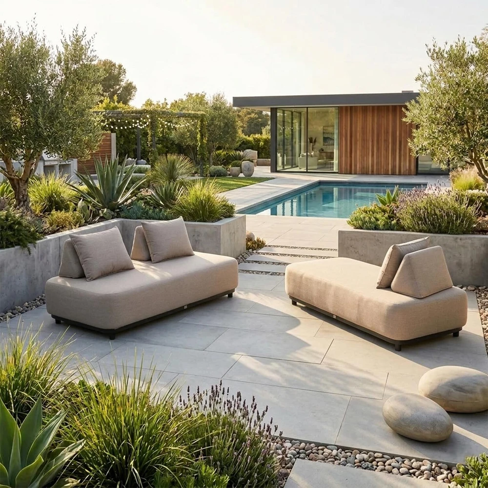 Lauko baldų komplektas Home4You Sofa AMORE, 2 vietų, smėlio spalvos