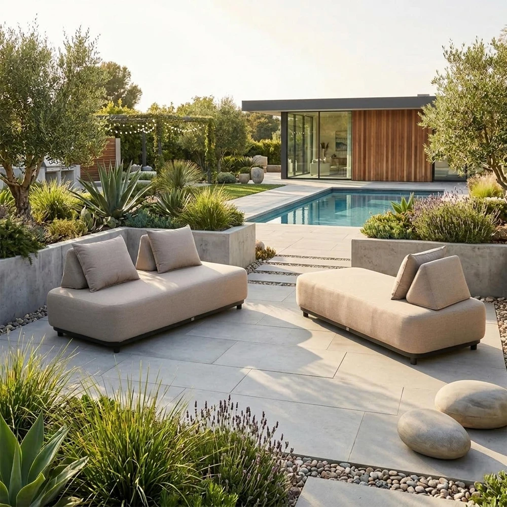 Lauko baldų komplektas Home4You Sofa AMORE, 2 vietų, smėlio spalvos