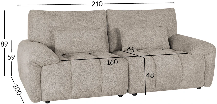 Home4You Sofa BARBARA 2,5 vietos, šviesiai ruda
