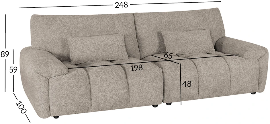 Home4You Sofa BARBARA, 3 vietų, šviesiai ruda
