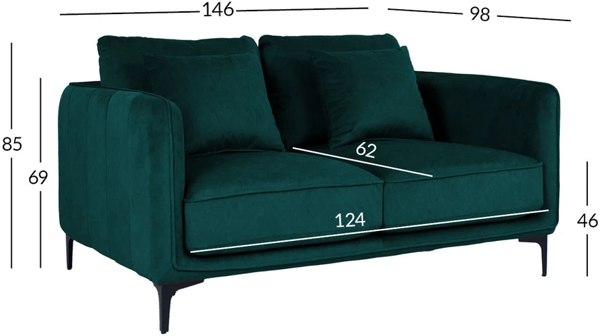 Home4You Sofa BIANKA 2 vietų, žalia