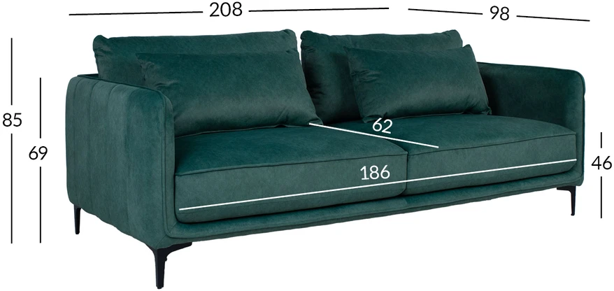 Home4You Sofa BIANKA 3-vietė, žalia