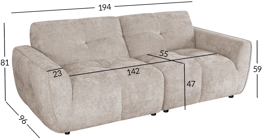 Home4You Sofa DAMALI, 2 vietų, šviesiai ruda