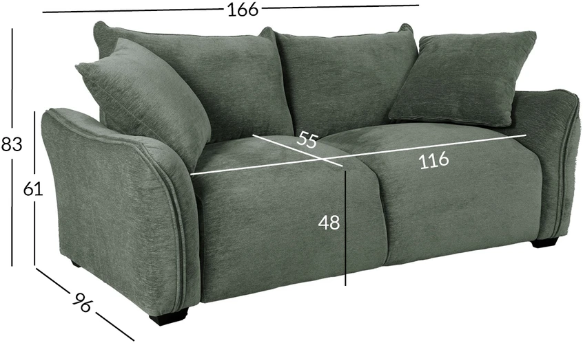 Home4You Sofa DIVI 2-seater, mint žalias
