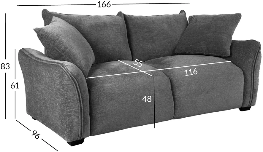 Home4You Sofa DIVI, 2 vietų, pilka