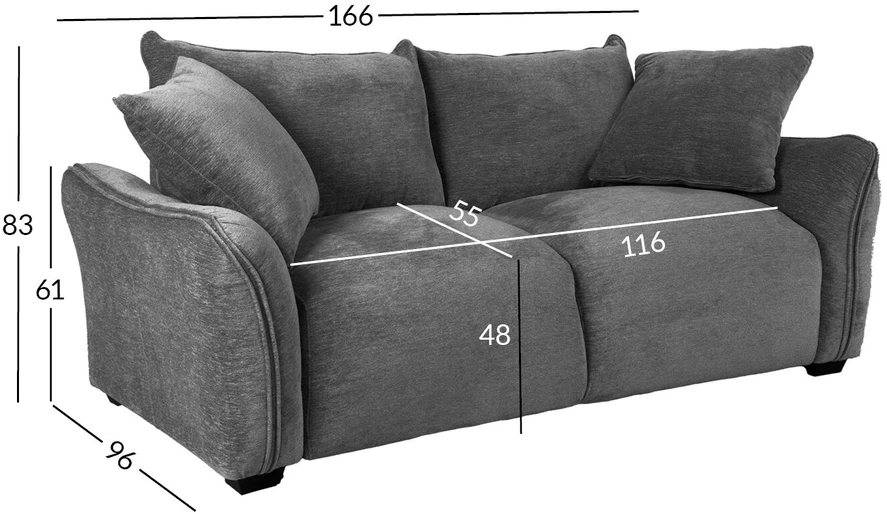 Home4You Dvivietė sofa „DIVI“, pilka