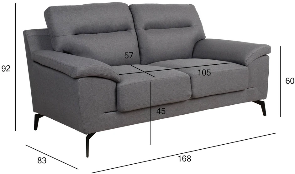 Home4You Dark Sofa ENZO 2-vietė, tamsiai pilka