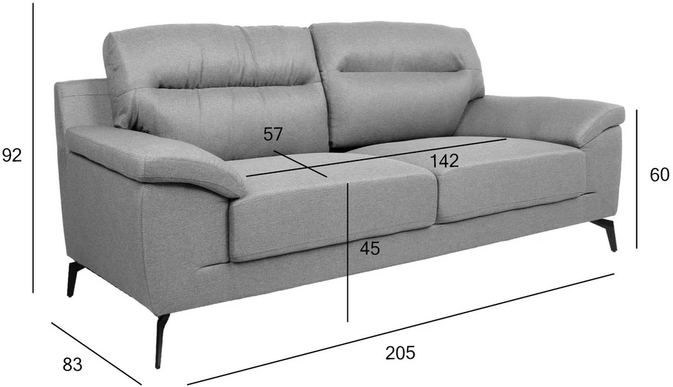 Home4You Sofa ENZO 3-vietė, pilka