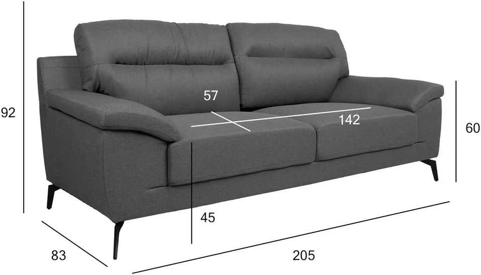 Home4You Dark Sofa ENZO 3-vietė, tamsiai pilka