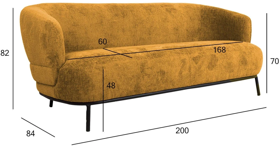Home4You Sofa GEMALA 2,5 vieta, geltona
