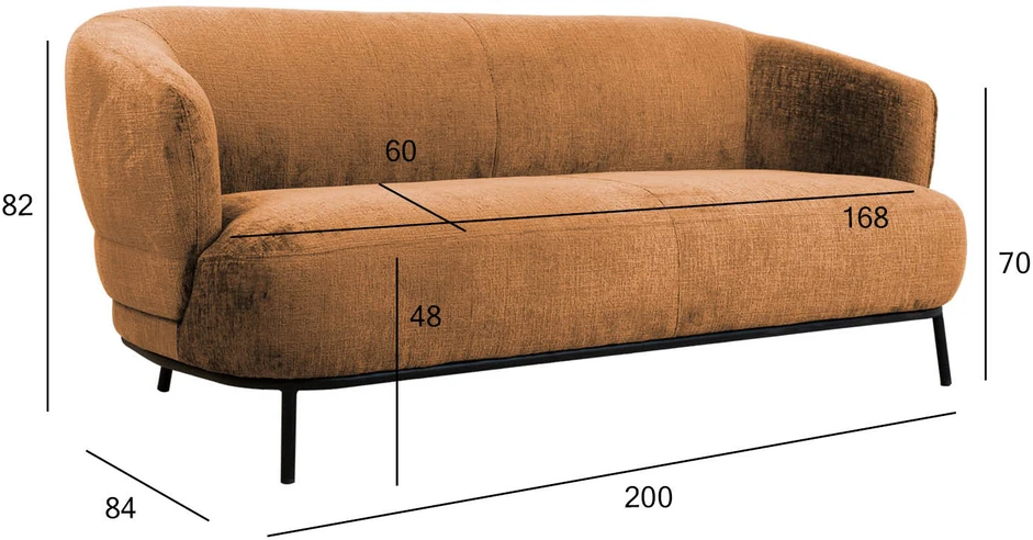 Home4You Oranžinis Sofa GEMALA 2,5 vieta, oranžinė