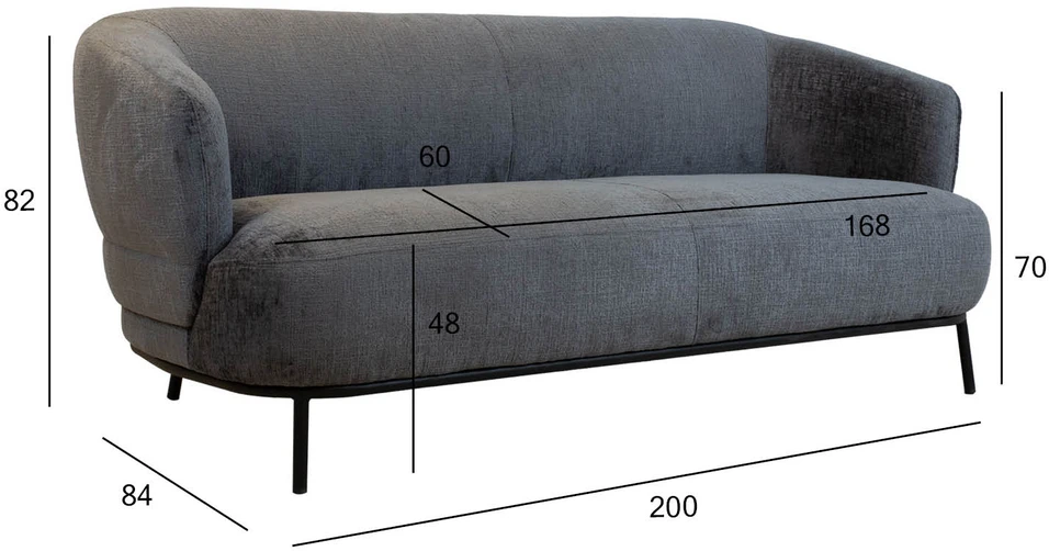 Home4You Dark Sofa GEMALA 2,5 vietos, tamsiai pilka