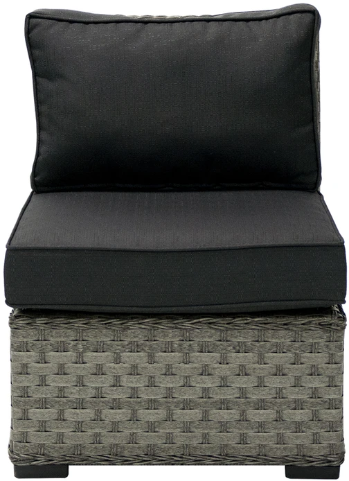 Sofa Home4You Vienvietė modulinės sofos GENEVA dalis su pagalvėlėmis, 81x62xH78cm, rėmas: aliumininis su plastikinių vytelių apdaila, spalva: pilka