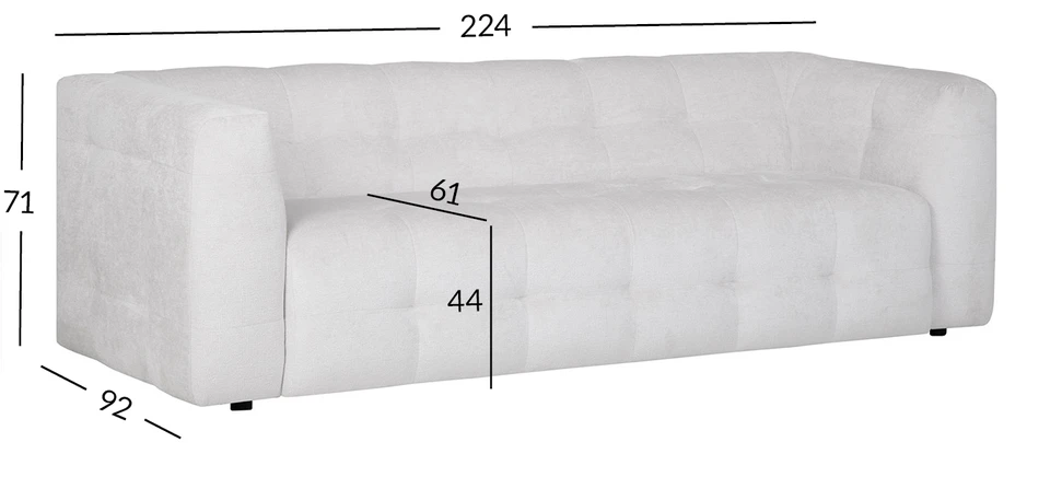 Home4You Sofa LEESI 3-vietė, balta