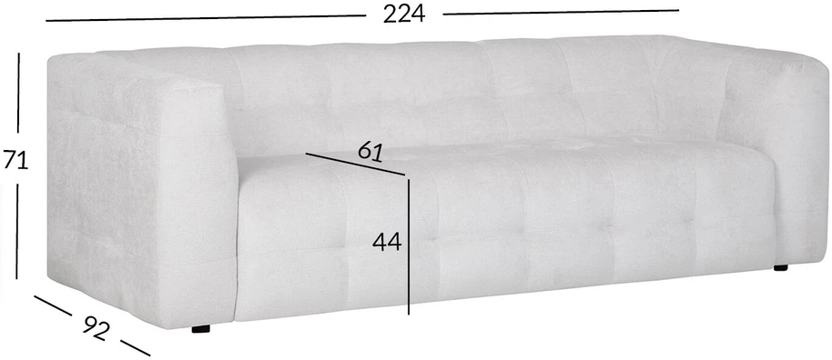 Home4You Sofa LEESI 3-vietė, balta