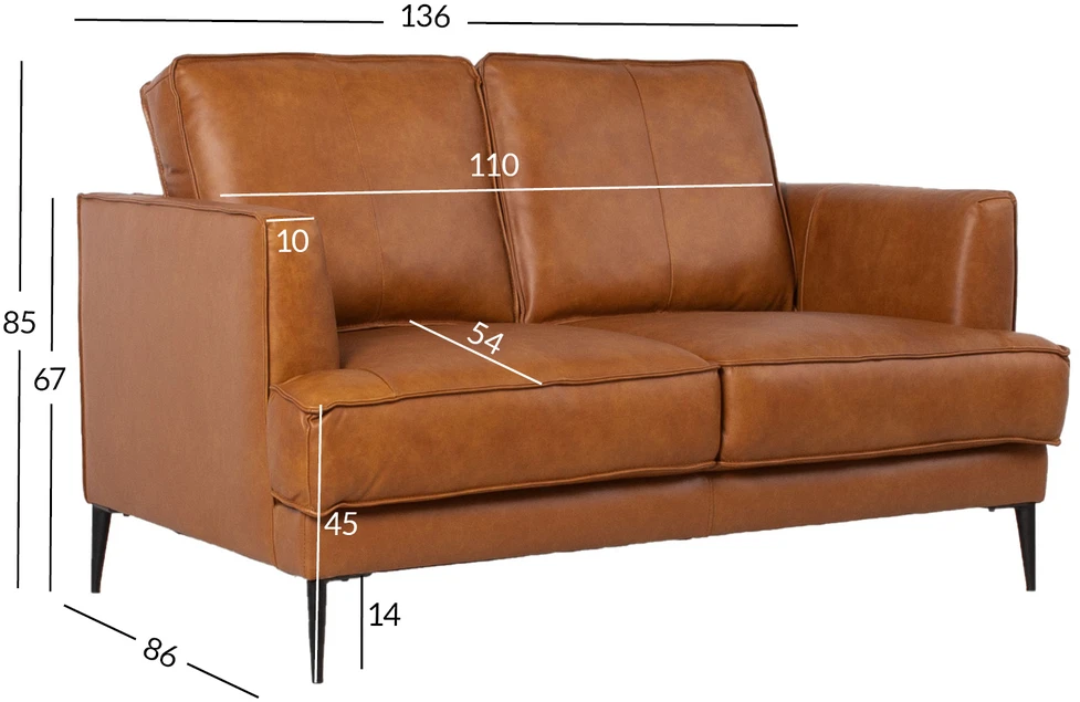Home4You Sofa LEO 2-vietė, šviesiai ruda