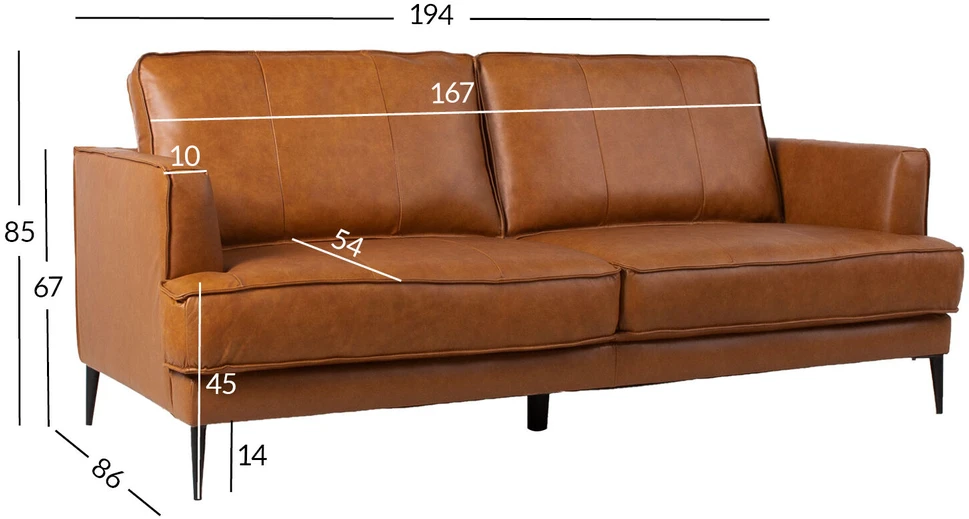 Home4You Sofa LEO 3-vietų, šviesiai rudos spalvos