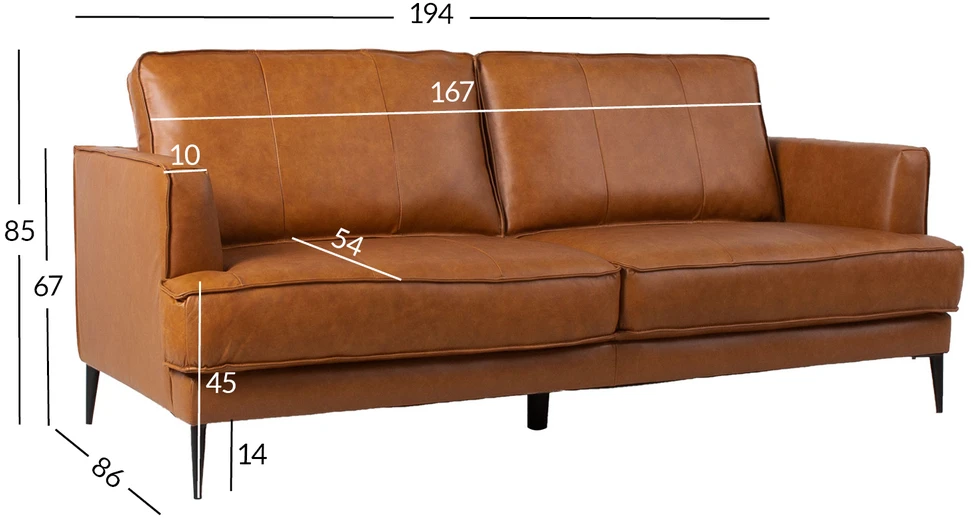 Home4You Sofa LEO 3-vietė, šviesiai ruda