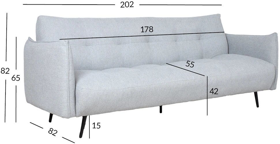 Home4You Sofa-lova LANDER 3-vietė, šviesiai pilka