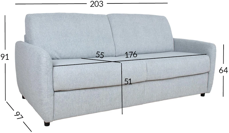 Home4You Sofa-lova BRANDON, 3 vietų, melsvai pilka