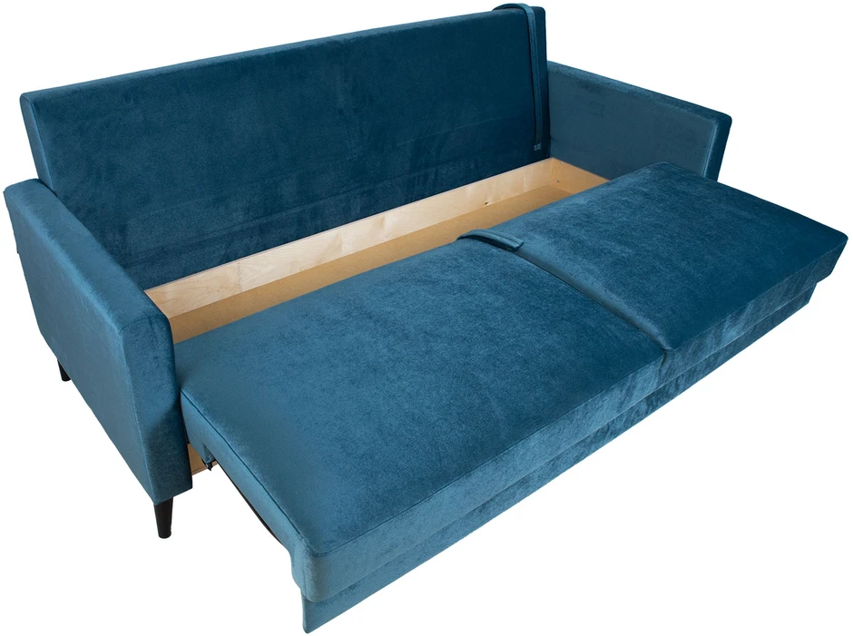 Home4You Sofa-lova ANNA su daiktadėže Melsvai žalias aksomas