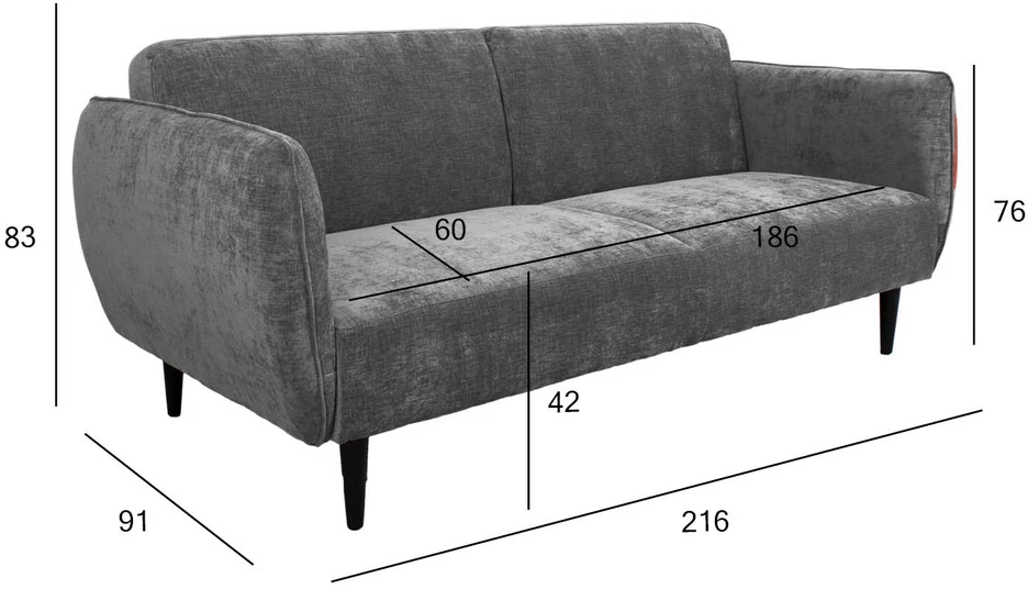Home4You Sofa-lova HERMES 3-vietė, pilka