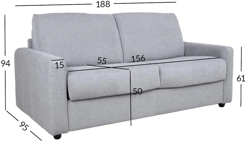 Home4You Sofa-lova PROVO, 2 vietų, pilka