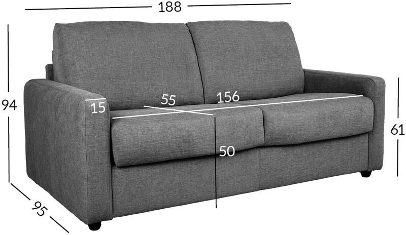 Home4You Dark Sofa-lova PROVO, 2 vietų, tamsiai pilka