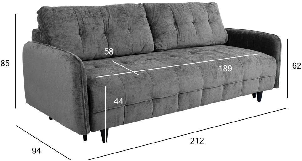 Home4You Sofa-lova SARITA 3-vietė, pilka