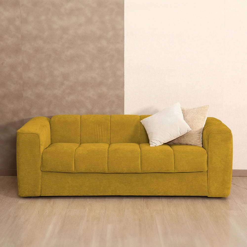 Home4You Spring Sofa-lova STELLA su spyruokliniu čiužiniu, geltona