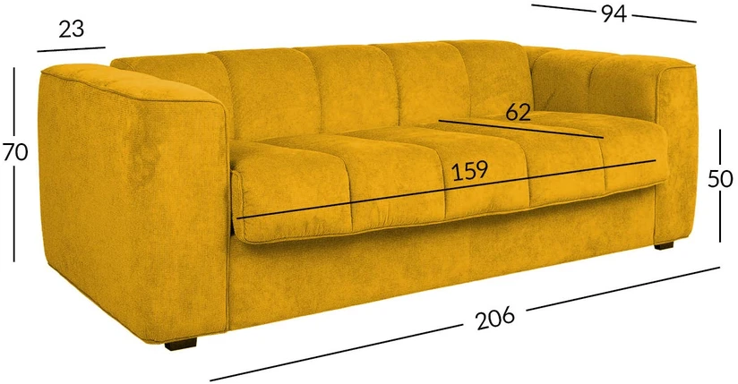Home4You Spring Sofa-lova STELLA su spyruokliniu čiužiniu, geltona