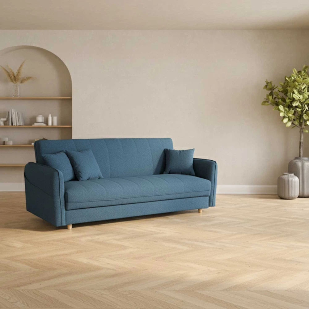 Home4You Mėlyna Sofa-lova VISBY 200x88xH93cm, mėlyna