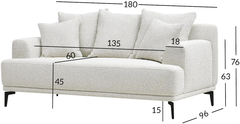 Home4You Sofa MAGNOLIA 2-vietė, šviesiai smėlio spalvos