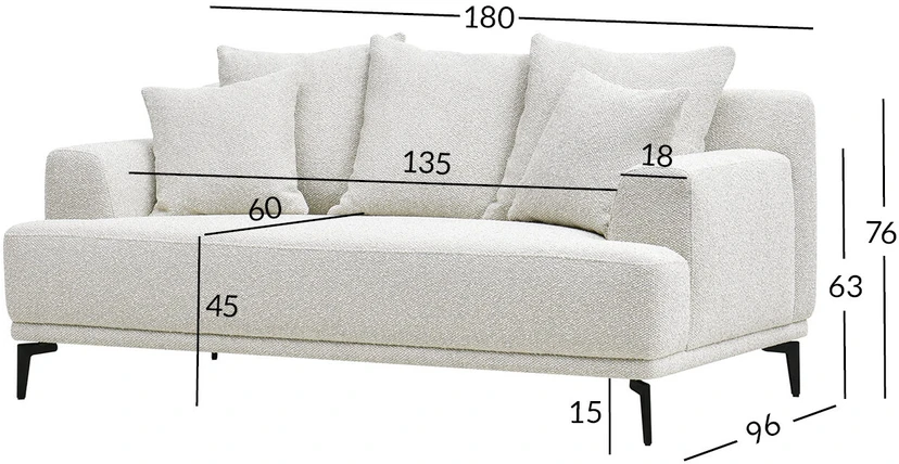 Home4You Sofa MAGNOLIA 2-vietė, šviesiai smėlio