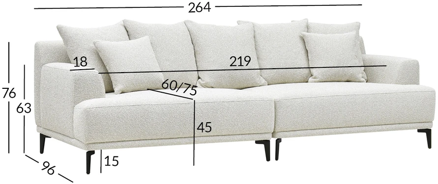 Home4You Sofa MAGNOLIA 4-vietė, šviesiai smėlio spalvos
