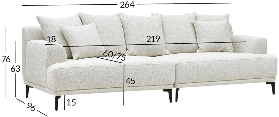 Home4You Sofa MAGNOLIA 4-vietė, šviesiai smėlio