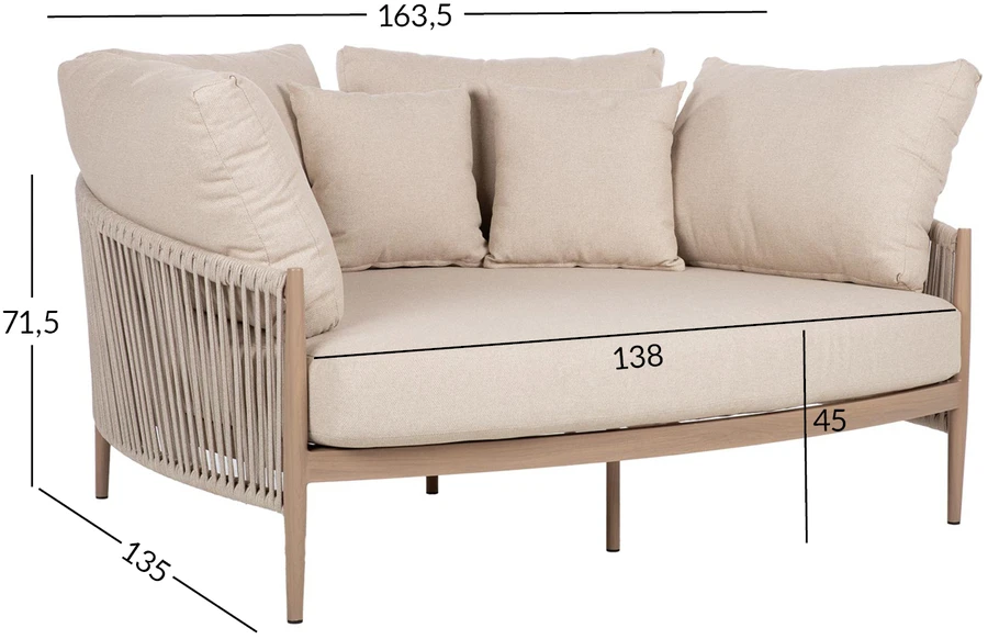 Lauko baldų komplektas Home4You Sofa MEDINA 163,5x143,5xA71,5cm, smėlio spalvos