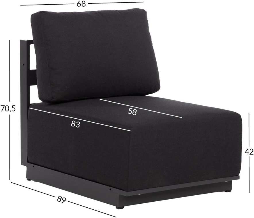 Sofa Home4You Sofos modulis „FULLER“ 68 x 89 x H70,5 cm, tamsiai pilkos spalvos